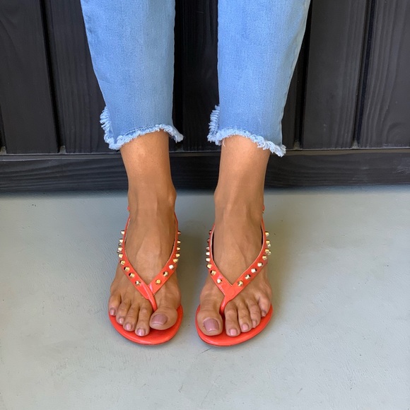 Patent Leather Studded Sling Kitten Wedge Sandal - Picture 3 of 6